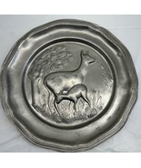 Antique embossed PEWTER plate deer and Fawn w/makers mark 8.75&quot; Kosters ... - €26,27 EUR