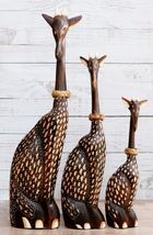 Balikraft Balinese Wood Handicrafts Large Safari Giraffe Family Figurine... - $64.99