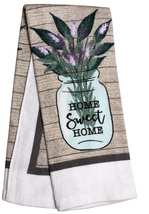 KITCHEN TOWELS Set of 2 Home Sweet Home Lavender Green Brown Beige Cotton image 3