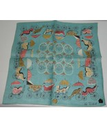 NEW Vintage HK Pat Prichard Multicolor Retro 100% Linen Handkerchief wit... - $535.45 MXN
