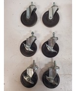 6 Qty of Swivel Thread Stem Wheels 4&quot; x 1&quot;, 4 Wheels With Brakes 100x25 ... - $63.66 CAD