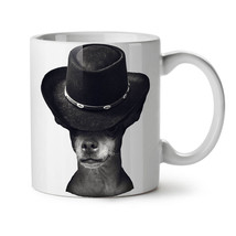 Mysterious Dog Hat NEW White Tea Coffee Mug 11 oz | Wellcoda - £18.22 GBP