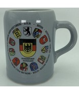 Germany Mug Stein Deutschland City Crests Pale Blue 5&quot; Pottery Ceramic .5L - $33.01 CAD