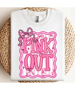 Preppy Pink Out PNG, Breast Cancer Awareness Shirt PNG, Pink Ribbon Bow PNG - $3.43 CAD