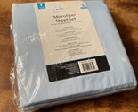MAINSTAYS TWIN MICROFIBER SHEET SHEET BLUE 3 PC SET FITTED FLAT PILLOWCASE  - £4.81 GBP