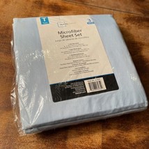 Mainstays Twin Microfiber Sheet Sheet Blue 3 Pc Set Fitted Flat Pillowcase - $5.39