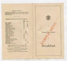 Southern Pacific Railroad Dining Car Service Sample Breakfast Menu 1930&#39;s - $37.62