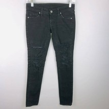 Genetic Denim Womens 23 Black Distressed Skinny Leg Jeans Razor - £17.68 GBP