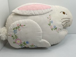 Bunny Shaped Floral Embroidery Pink Accent Accent Pillow 17 By 10 Inches... - £14.61 GBP