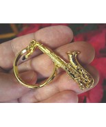 (M202-B) TENOR SAX Saxophone KEYCHAIN 24k gold plated key ring chain car... - $504.92 MXN
