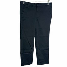 Cropped Capri Dress Pants S Black Pockets Zipper Cuffed Belt Loops Stretch  - £18.23 GBP