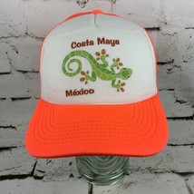 Costa Maya Mexico VTG Trucker Hat Neon Orange Vented Snapback Club Cabo - £11.72 GBP