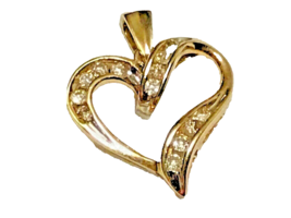 10K Yellow Gold Champagne Color Diamond Heart 1/4 Ct Channel Set - £101.03 GBP