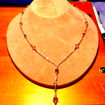 Beautiful pink rhinestone and silver vtg. necklace - €13,88 EUR
