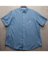 Chaps Button-Down Shirt Mens 2XLT Multi Check Short Sleeve Chest Pocket ... - $24.47