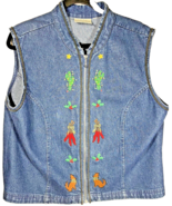 Khaki Rose Lady Size L Denim Vest Blue Embroidered V Neck Christmas - $241.86 MXN Khaki Rose Lady Size L Denim Vest Blue Embroidered V Neck Christmas - $241.86 MXN