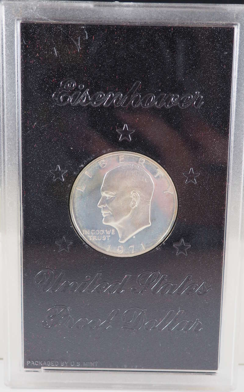 1971 S Eisenhower Dollar Ike 40% Silver Proof in Mint Holder US Coin SKU... - $19.95