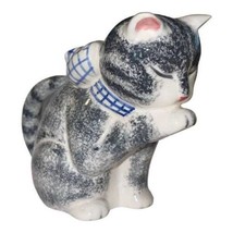 Vintage Gray Cat Figurine Milk Creamer Indigo Gate Silvestri Pitcher - $11.85