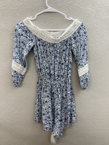 Womens Hollister Blue Floral Off the Shoulder Romper Size XS - $6.76