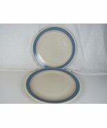 2 VINTAGE CORELLE COLONIAL BLUE 10 1/4” DINNER PLATE Pink Bands - €9,81 EUR