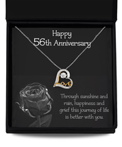 Sterling Silver Necklace Love Heart Jewelry Gift to My Wife 56th Anniversary - £31.99 GBP+