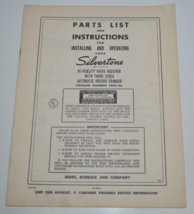 Vintage Sears Silvertone Radio &amp; Record Changer Parts List Instructions ... - $26.72