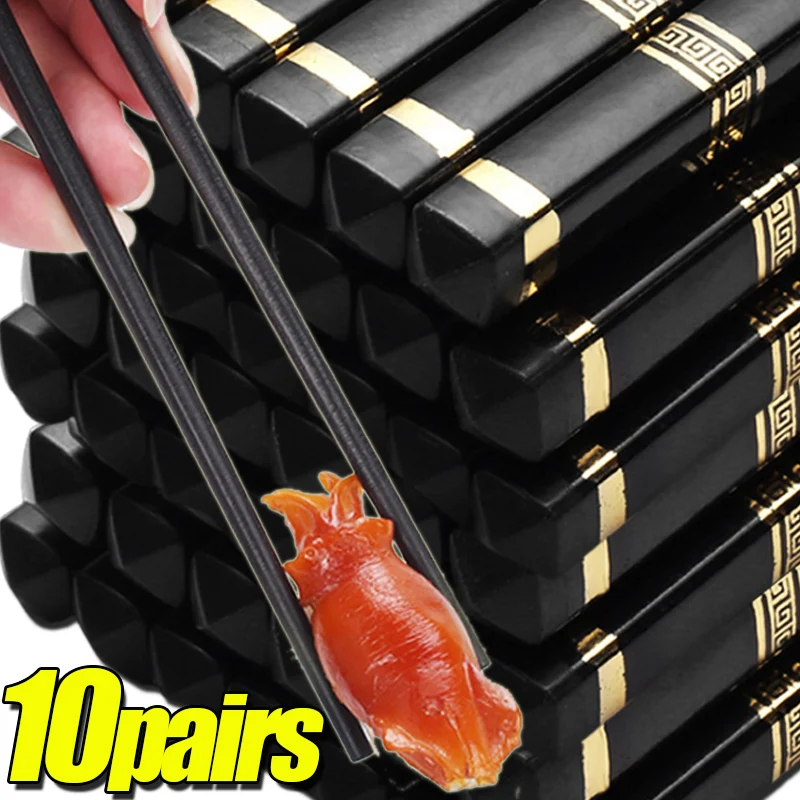 1/10Pairs New Alloy Chopsticks Chinese Style Non Slip Tableware High Temperature - £18.69 GBP