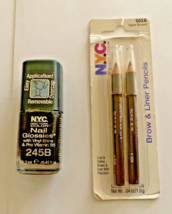 NYC Nail Glossies With Vinyl Shine #245B  + Brow &amp;Liner Pencil #902A Sealed - £10.40 GBP
