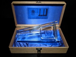 Dunhill Crystal Ashtray in original wood case. Has chip on bottom edge - £336.15 GBP