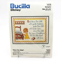 Vintage Bucilla Sampler Embroidery Kit Bless This Child 48838 Bedtime Pr... - $21.38