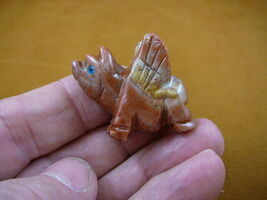 (Y-PIG-FL-6) little red white FLYING PIG carving pigs SOAPSTONE FIGURINE... - $8.99