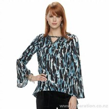 Juicy Couture Blue Bell Sleeve Diamante Blouse Top Small S - £43.22 GBP