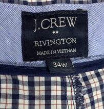 J Crew Mens Shorts Blue Red Plaid 34 x 11 Rivington Cotton Chino Style 14053 - $18.43