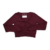Seriously Soft Shirt Womens S Maroon Long Sleeve V Neck Lace Cotton Peas... - $18.69