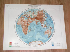 1938 Original Vintage Map Of The World Eastern Hemisphere Europe Asia Africa - £18.75 GBP