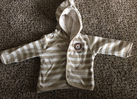 * Carter&#39;s Boys Striped Hoodie sz 12 months beige and White Stripes - £3.92 GBP