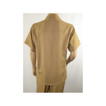 Men 2pc Walking Leisure Suit Short Sleeves By DREAMS 256-23 Solid Safari Tan image 6