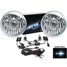 7&quot; Crystal Projector Headlight 6k 6000k White HID Light Bulbs Headlamp Pair Kit - £96.47 GBP