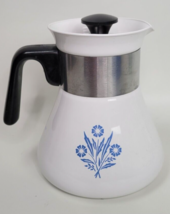Vintage Corning Ware 6 Cup P-106 Blue Cornflower Coffee/Tea Pot w. Lid - £19.33 GBP