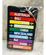 Luggage Tag Multicolor Destinations Australia, Bali, India, NY, Paris Ha... - $15.72