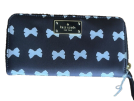 Kate Spade Wilson Road Nylon Bow Neda Zip Around Continental Black/Cream... - $1,029.62 MXN