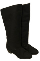 Vintage Black Golo Boots Faux Fur Lined Pull On Knee High Riding Boots S... - $39.50