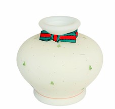 Fenton art glass Christmas holiday candle holder milk bow tree vase bowl... - £58.42 GBP