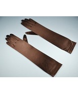 Bridal Prom Costume Adult Satin Gloves Dk Brown Solid Elbow Length New P... - $11.99