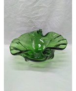 Vintage MCM Emerald Green Glass Bowl Serving Dish 8&quot; - $33.95 CAD