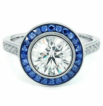 Round Cut 2.75Ct White Moissanite Halo Engagement Ring White Gold Finish... - $148.50