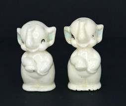 Vintage White Ceramic Elephants Salt and Pepper Shakers  - £10.41 GBP