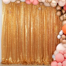 Gold Sequin Backdrop Curtain 2Panels 5Ftx10Ft Glitter Wedding Backdrop P... - £78.62 GBP