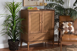 Nikita Ash Walnut and Rattan 1-Drawer Sideboard - $3,000.07 MXN