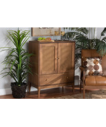 Nikita Ash Walnut and Rattan 1-Drawer Sideboard - $3,000.07 MXN